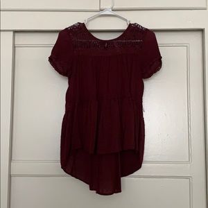 Maroon high low blouse
